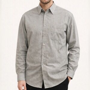 Milano Uomo Gray Classic Button up Shirt-Mens sz 17.5x34/35